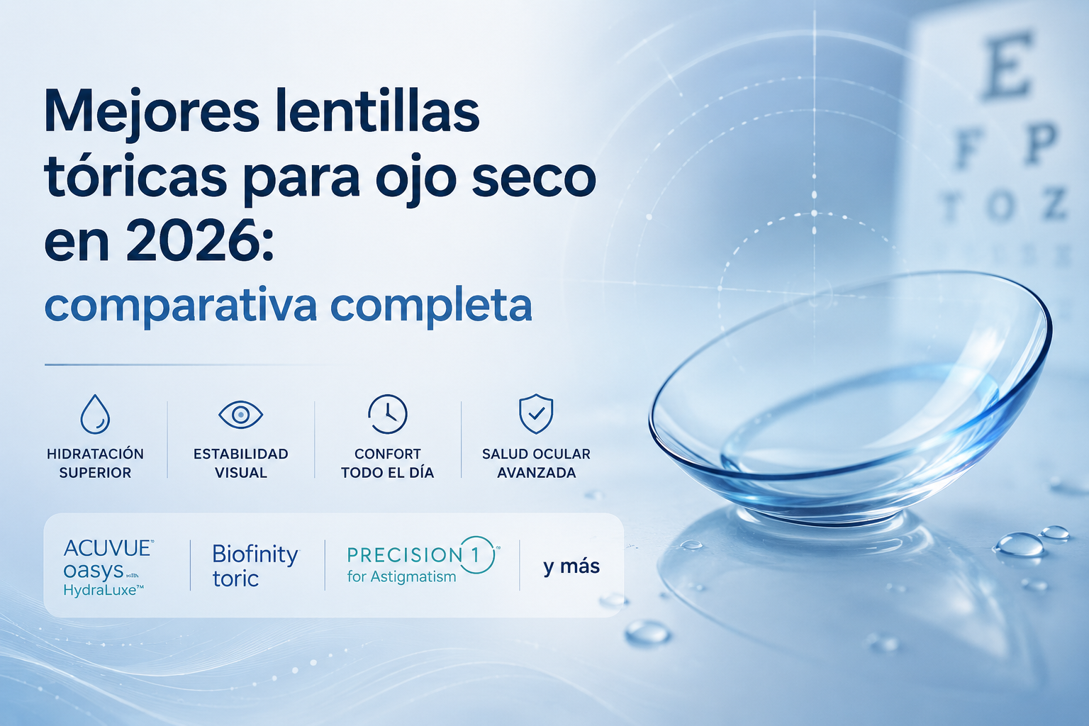 Mejores lentillas tóricas para ojo seco en 2026: comparativa completa